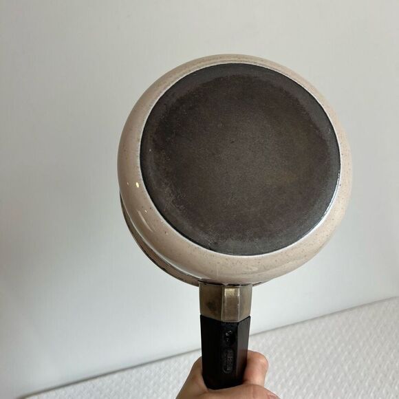 Vintage 70s Aubecq Pot Enamel Coated Steel Frying Pot Made in France, 1970s - Picture 4 of 15